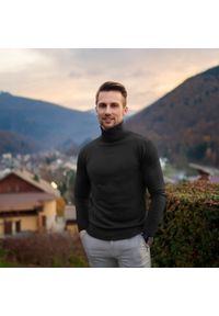 Bawełniany Męski Golf - Pako Jeans - Czarny. Typ kołnierza: golf. Kolor: czarny. Materiał: bawełna. Styl: klasyczny #3