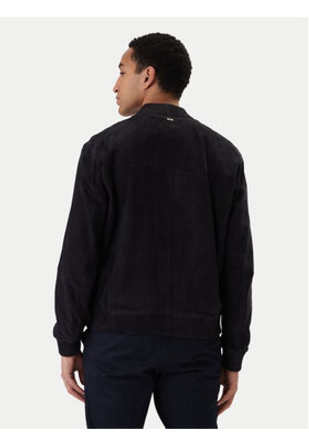 BOSS Kurtka skórzana H-Muller 50543213 Granatowy Regular Fit. Kolor: niebieski. Materiał: skóra
