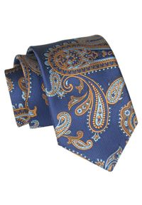 Męski Krawat Angelo di Monti - Niebieski, Duży Wzór. Kolor: niebieski. Materiał: tkanina. Styl: wizytowy, elegancki