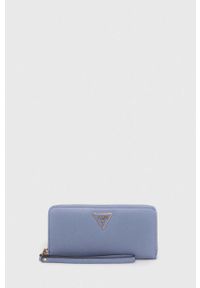 Guess portfel damski kolor fioletowy. Kolor: fioletowy. Materiał: materiał. Wzór: gładki