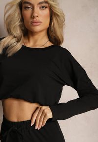 Renee - Czarny Casualowy Komplet Dresowy z Elastyczną Gumką i Ściągaczami Ariaza. Kolor: czarny. Materiał: dresówka