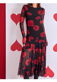Sinsay - Tiulowa sukienka maxi ze wzorem - czarny. Kolor: czarny. Materiał: tiul. Długość: maxi #1