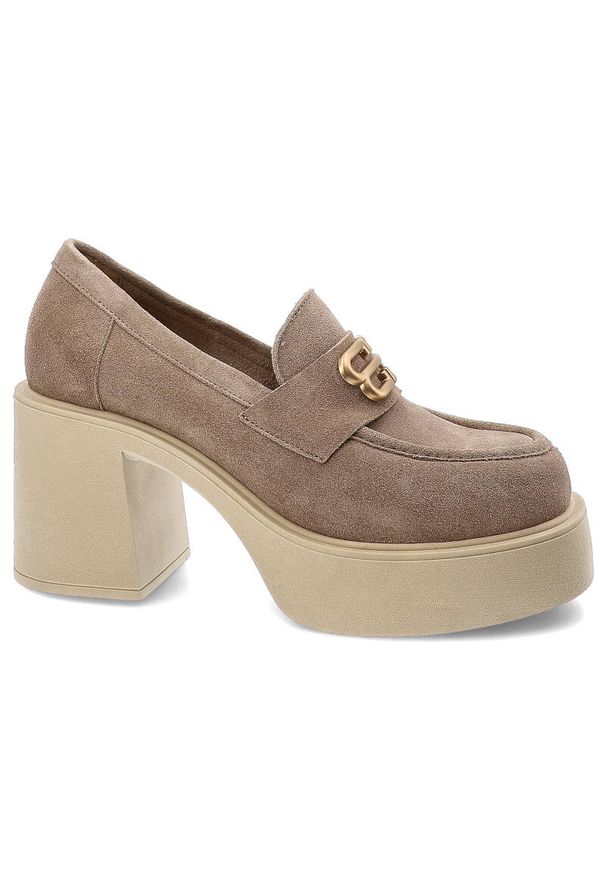 Beżowe Półbuty Armodo Stylowe Obuwie Damskie. Okazja: na co dzień. Kolor: beżowy. Materiał: materiał. Obcas: na obcasie. Styl: elegancki. Wysokość obcasa: średni