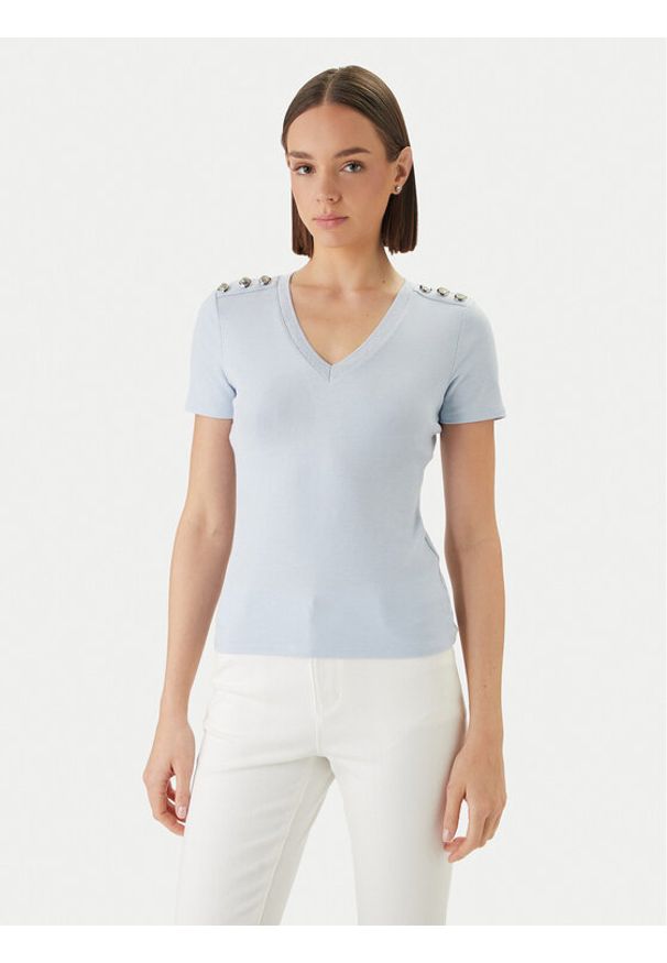 Morgan Bluzka 251-DOMANI Błękitny Slim Fit. Kolor: niebieski. Materiał: wiskoza