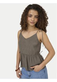only - ONLY Top Nele 15370325 Beżowy ciemny Regular Fit. Kolor: beżowy. Materiał: wiskoza #6