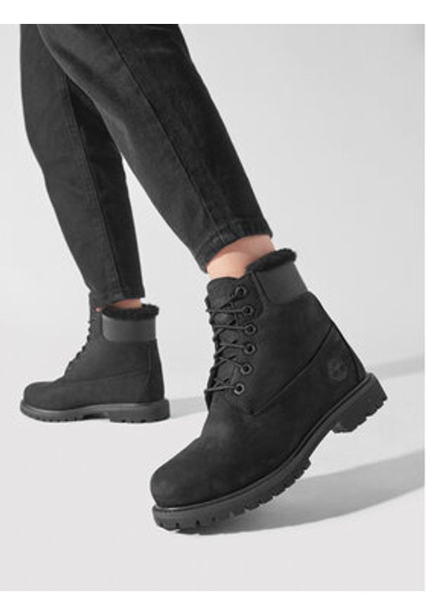 Timberland Trapery 6In Premium Shearling TB0A1U7S0011 Czarny. Kolor: czarny. Materiał: nubuk, skóra