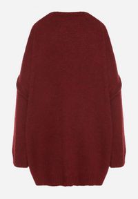Born2be - Bordowy Sweter z Wiskozą i Wełną o Kroju Nietoperza Fedella. Okazja: na co dzień. Kolor: czerwony. Materiał: wełna, wiskoza. Styl: casual, elegancki #4