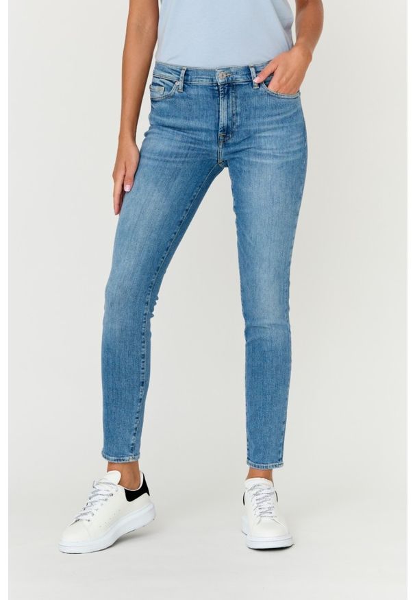 7 FOR ALL MANKIND Niebieskie damskie jeansy SLIM ILLUSION WITHIN, Rozmiar 29. Kolor: niebieski