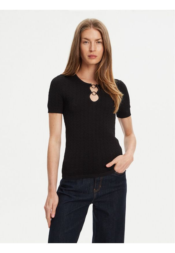 Guess Bluzka W5YR16 Z3OV0 Czarny Regular Fit. Kolor: czarny. Materiał: syntetyk