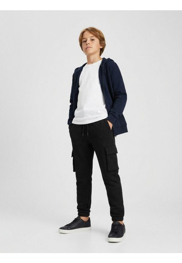 Sinsay - Spodnie dresowe loose - czarny. Kolor: czarny. Materiał: dresówka