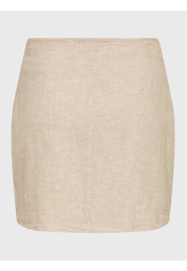 Gina Tricot Spódnica mini 19942 Beżowy Regular Fit. Kolor: beżowy. Materiał: bawełna, len