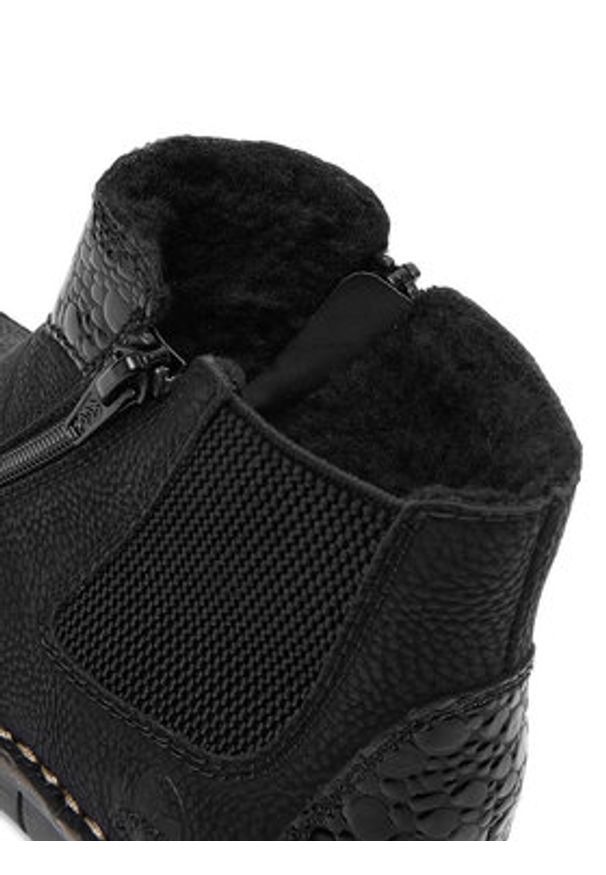 Rieker Botki 73355-00 Czarny. Kolor: czarny. Materiał: materiał