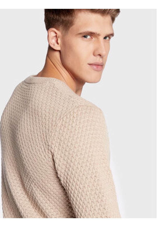 !SOLID - Solid Sweter 21107143 Beżowy Regular Fit. Kolor: beżowy. Materiał: bawełna