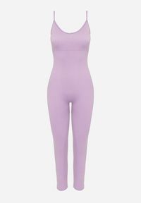 Born2be - Fioletowy Elastyczny Kombinezon Dopasowany Bodycon na Cienkich Regulowanych Ramiączkach Xantella. Kolor: fioletowy. Długość rękawa: na ramiączkach. Styl: sportowy #7