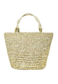 SENSI STUDIO - Beżowa torba tote Dorado. Kolor: beżowy. Wzór: aplikacja. Sezon: lato. Rodzaj torebki: do ręki #2