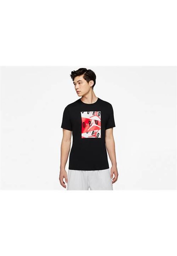 Koszulka sportowa męska Nike Air Jordan Crew. Kolor: czarny. Materiał: bawełna. Długość rękawa: krótki rękaw. Długość: krótkie. Sport: fitness