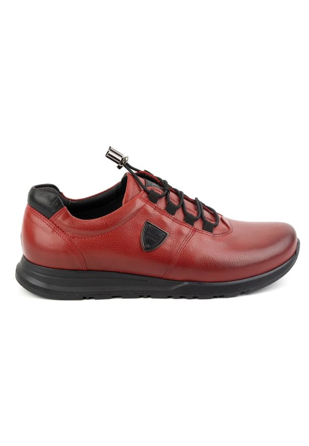 Kampol - Buty męskie skórzane KAMPOL 25/39 czerwone. Okazja: na co dzień. Kolor: czerwony. Materiał: skóra