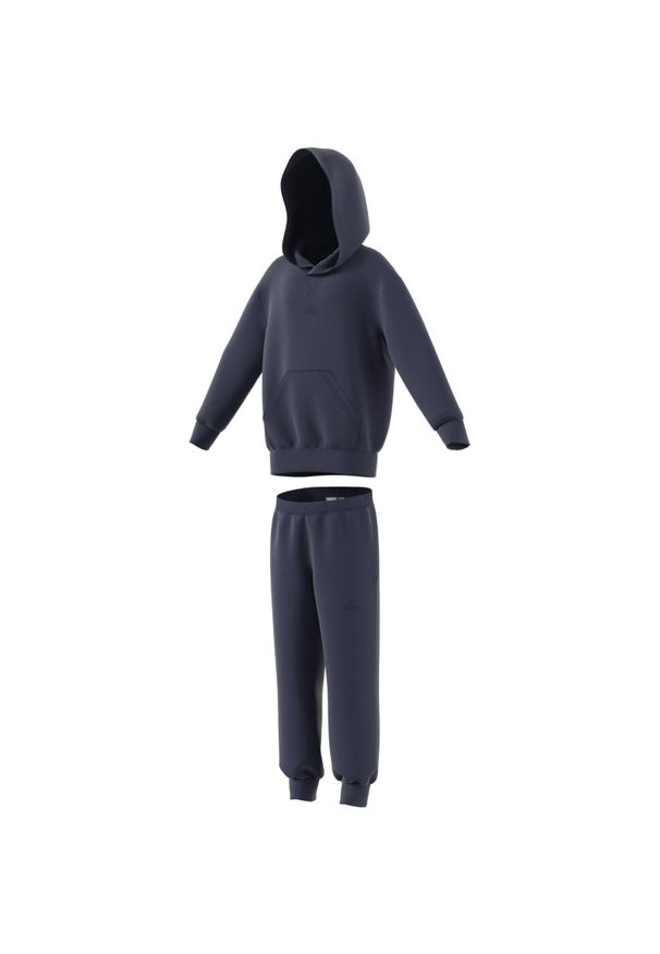 Adidas - Dziecięcy polarowy dres z kapturem adidas. Okazja: na uczelnię. Kolor: niebieski. Materiał: dresówka, polar