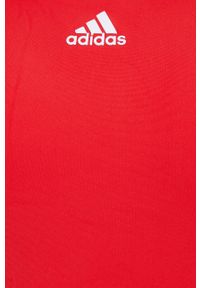 adidas Performance strój kąpielowy SH3.RO Classic 3-Stripes kolor czerwony miękka miseczka. Kolor: czerwony. Materiał: dzianina, materiał. Wzór: ze splotem