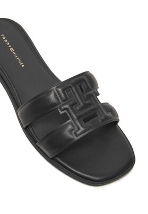 TOMMY HILFIGER - Tommy Hilfiger Klapki Th Logo Strap Mule FW0FW08671 Czarny. Kolor: czarny. Materiał: skóra