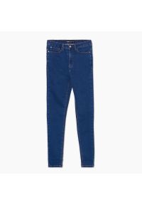 Cropp - Granatowe jeansy high waist - Niebieski. Stan: podwyższony. Kolor: niebieski