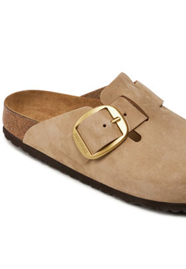 Birkenstock Klapki Boston Big Buckle 1028052 Beżowy. Kolor: beżowy. Materiał: skóra, nubuk