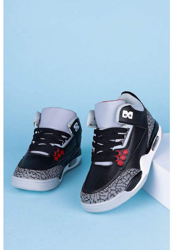 Casu - Czarne buty sportowe sznurowane casu 201c/bg. Kolor: czarny, wielokolorowy, szary