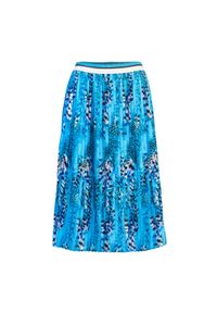 COSEL - Wzorzysta plisowana spódnica midi. Kolor: niebieski. Materiał: tkanina. Wzór: gładki, nadruk #3