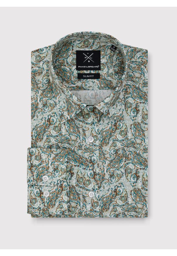 Pako Lorente - PAKO LORENTE – Koszula męska wzór paisley. Materiał: bawełna, elastan. Długość rękawa: długi rękaw. Długość: długie. Wzór: paisley