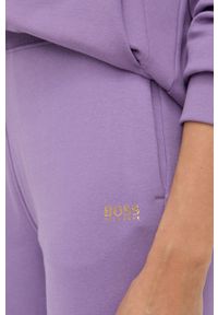 BOSS - Boss Spodnie bawełniane 50471653 damskie kolor fioletowy gładkie. Kolor: fioletowy. Materiał: bawełna. Wzór: gładki #3