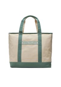 TOMMY HILFIGER - Tommy Hilfiger Torebka Th Summer Canvas Tote AW0AW17421 Zielony. Kolor: zielony