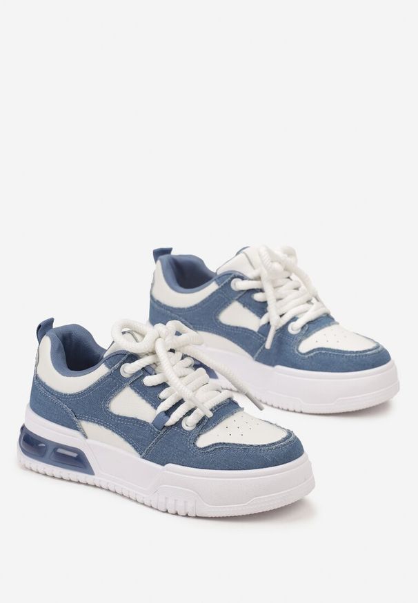 Renee - Niebieskie Sneakersy na Platformie Wiązane na Grube Sznurowadła Mirilte. Kolor: niebieski. Obcas: na platformie