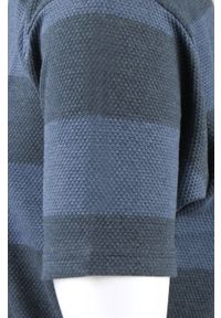 Dzianinowy T-Shirt Męski - Brave Soul - Odcienie Niebieskiego. Okazja: na co dzień. Kolor: niebieski. Materiał: bawełna, poliester. Wzór: prążki, paski. Sezon: wiosna, lato. Styl: casual #3