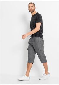 bonprix - Bermudy bojówki z przewiewnej mieszanki lnu, regular fit. Kolor: szary. Materiał: materiał, len #3