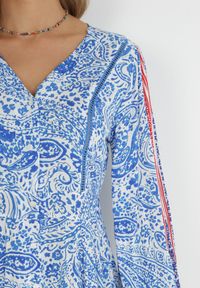 Born2be - Niebieska Sukienka Panithoe. Kolor: niebieski. Wzór: aplikacja. Styl: klasyczny, wakacyjny. Długość: midi #2