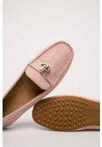 Lauren Ralph Lauren - Mokasyny zamszowe. Nosek buta: okrągły. Kolor: różowy. Materiał: zamsz. Wzór: gładki #5