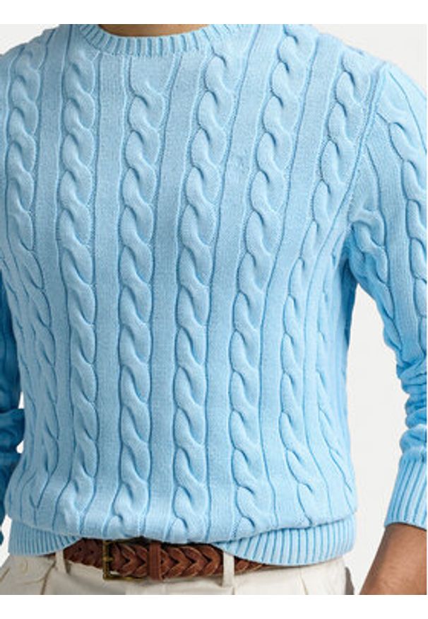 Polo Ralph Lauren Sweter 710965867005 Błękitny Regular Fit. Typ kołnierza: polo. Kolor: niebieski. Materiał: bawełna