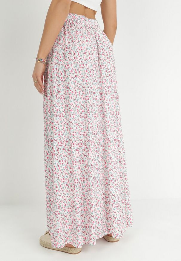 Born2be - Biała Bawełniana Spódnica Maxi w Kwiatki Amelix. Kolor: biały. Materiał: bawełna. Wzór: kwiaty