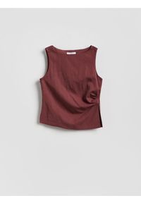 Reserved - Bluzka z lyocellem - bordowy. Kolor: czerwony. Materiał: tkanina #1
