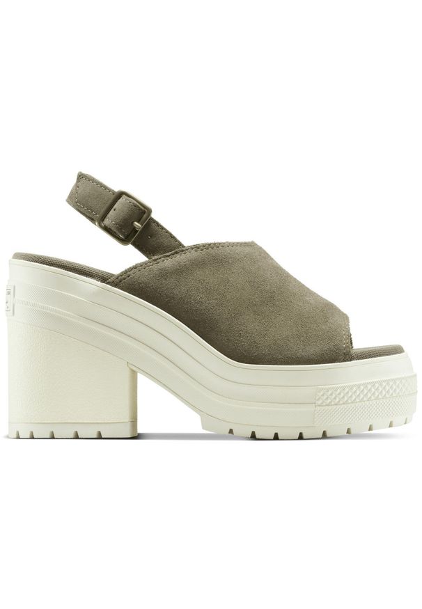 Sandały Converse Chuck 70 De Luxe Heel Mule, Kobiety. Kolor: zielony. Materiał: zamsz, materiał