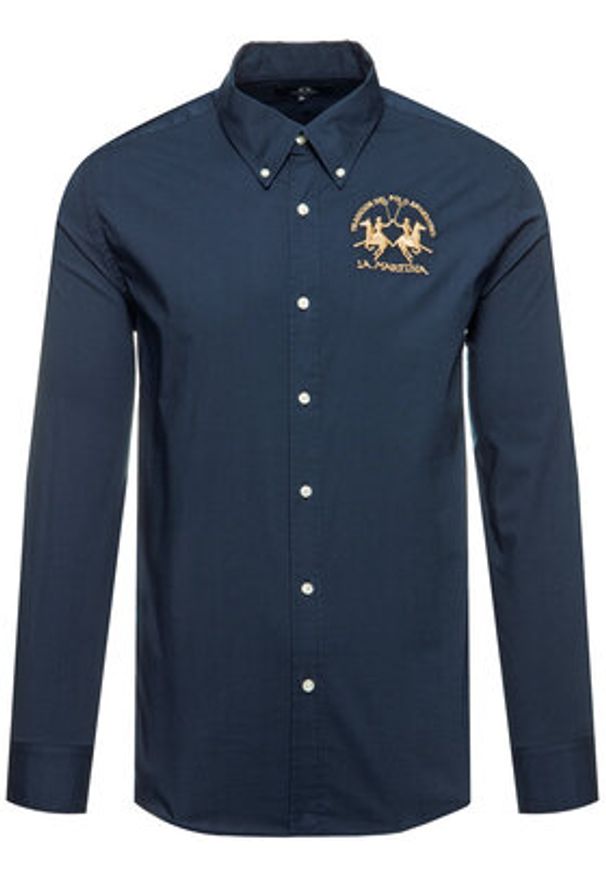 La Martina Koszula Poplin CCMC01 PP003 Granatowy Regular Fit. Kolor: niebieski. Materiał: bawełna