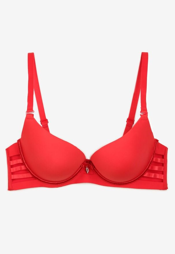 Renee - Czerwony Biustonosz Ozdobiony Wycięciami z Efektem Push-Up Violetsun. Kolor: czerwony. Rodzaj stanika: push-up. Wzór: aplikacja