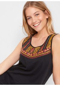 bonprix - Sukienka z dżerseju na ramiączkach. Kolor: czarny. Materiał: jersey. Długość rękawa: na ramiączkach. Typ sukienki: asymetryczne #2