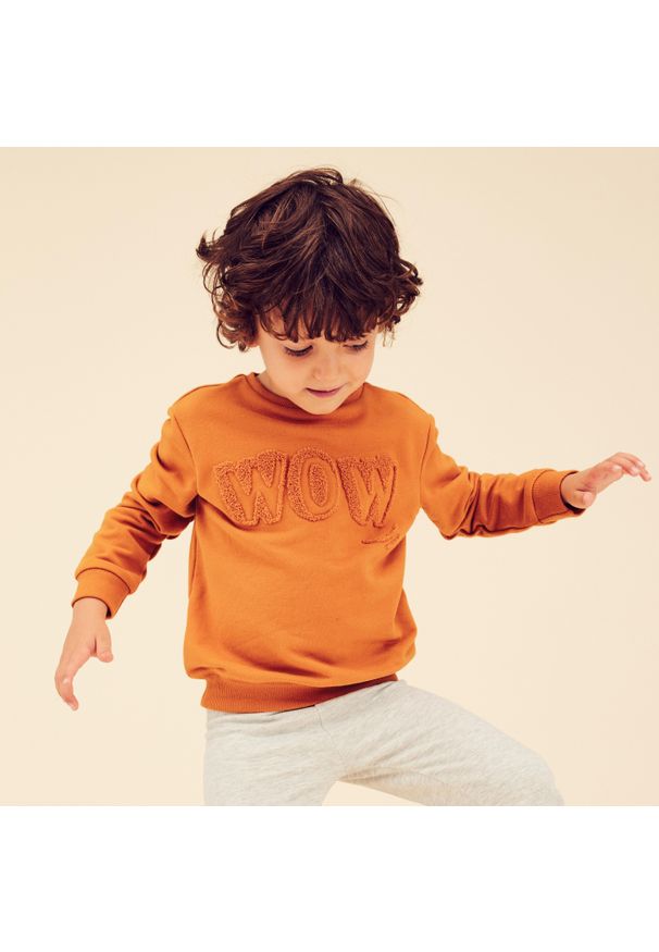 DOMYOS - Bluza dziecięca Domyos Basic. Kolor: brązowy, pomarańczowy. Materiał: materiał, bawełna