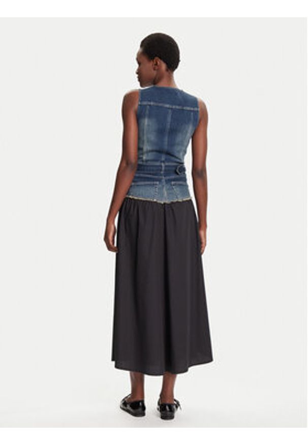 Desigual Sukienka jeansowa Poplin 25WWVD03 Granatowy Regular Fit. Kolor: niebieski. Materiał: bawełna