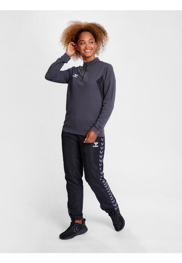 Damska bluza dresowa half zip Hummel Authentic. Kolor: szary. Materiał: dresówka. Sport: fitness