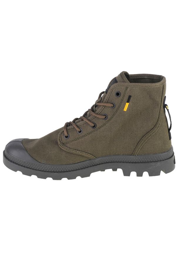 Buty sportowe Sneakersy unisex, Palladium Pampa Hi HTG Supply. Wysokość cholewki: za kostkę. Zapięcie: sznurówki. Kolor: zielony. Materiał: materiał, syntetyk, tkanina. Szerokość cholewki: normalna. Sport: turystyka piesza
