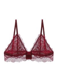 Intica - Braletka z koronki z regulowanymi ramiączkami Josselyn. Kolor: czerwony. Materiał: koronka. Wzór: koronka