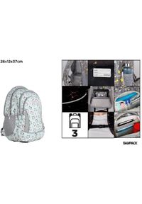 Chin&Chilla Plecak trzykomorowy Kotki szaro-miętowy 28x12x37cm. Kolor: szary, miętowy, wielokolorowy #1