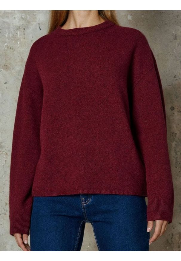 Sinsay - Sweter chunky z domieszką wełny - bordowy. Kolor: czerwony. Materiał: wełna